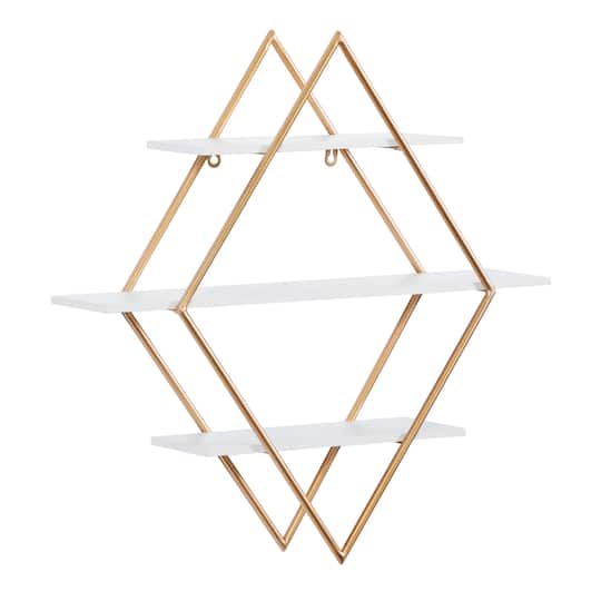 20" Gold Wood Glam Wall Shelf Set
